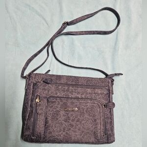 MultiSac Blue Floral Crossbody Purse Zippered Closure Shoulder Strap